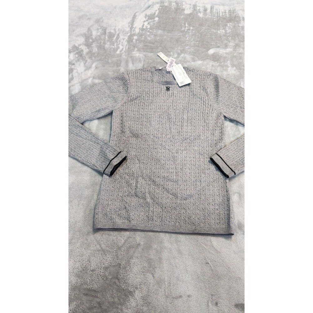 NWT Victoria's Secret Women's Medium Heather Grey Luxe Cable Knit Crewneck
